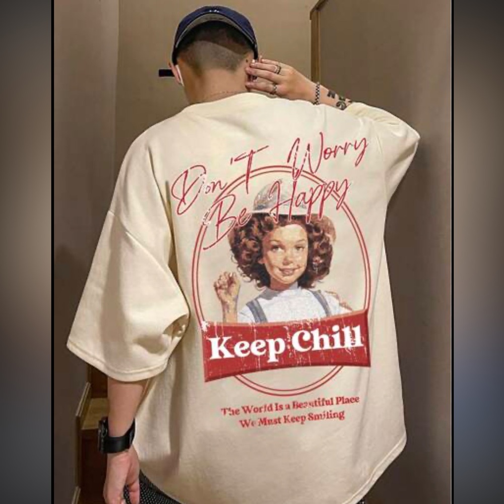 NFINITY Cream Tee with Retro 'Keep Chill' Graphic